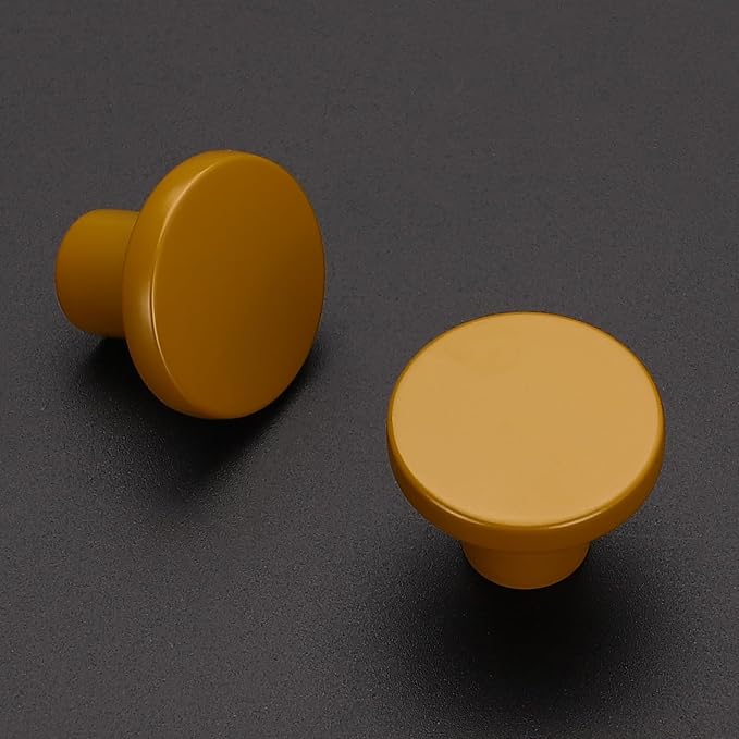 Ravinte 3 Pack Cabinet Knobs Earthy Yellow Kitchen Cabinet Knobs Round Dresser - Image 2