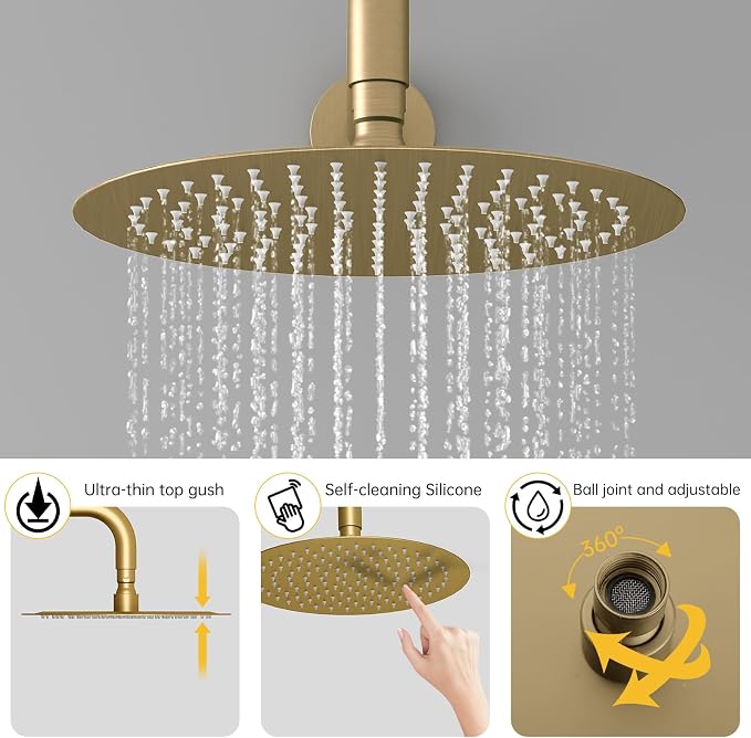 BESy Shower System with 10 Inch Round Rain Shower Head and Handheld Wall Mounted - Image 5