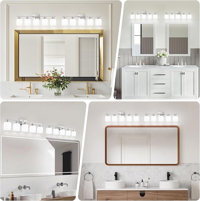 5 Light Bathroom Light Fixtures Brushed Nickel, Bathroom Vanity Light - Image 3