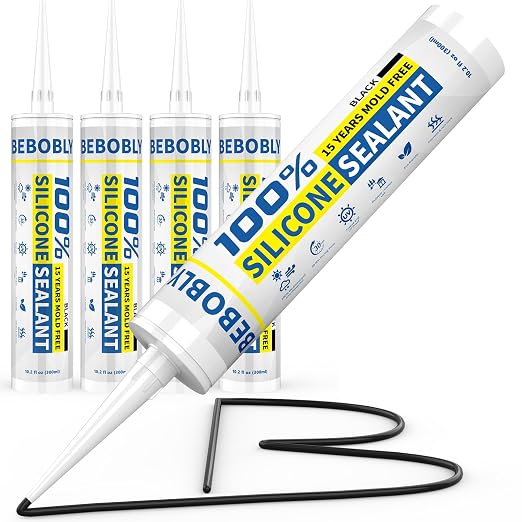 Black Silicone Caulk & Sealant, 100% Waterproof Silicone Caulking, Silicone by BEBOBLY