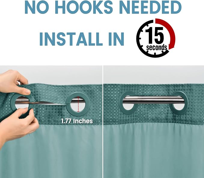 Seaweed Green Long No Hook Shower Curtain - Image 3