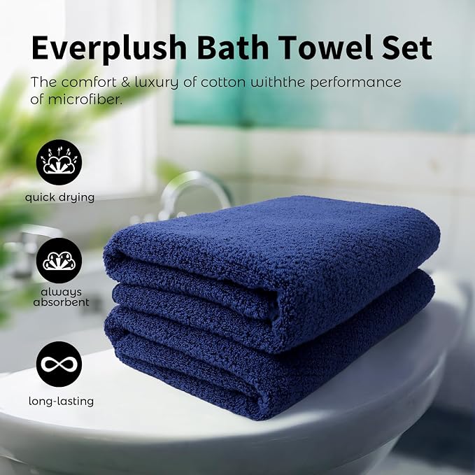 Everplush Diamond Collection Oversized Bath Towel – 2 Pieces, Super Soft & - Image 3