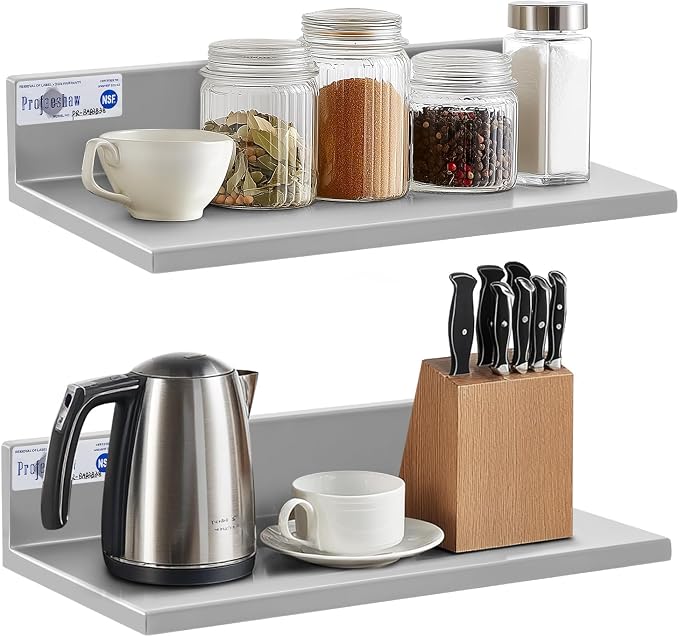 Profeeshaw Stainless Steel Shelf Wall Mounted Commercial Stainless Steel by Profeeshaw