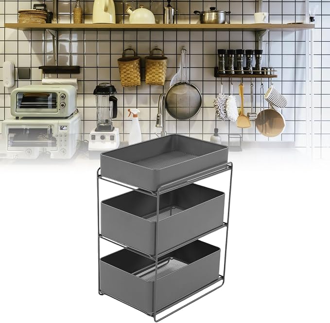 Asixxsix 3 Tier Under Sink Organizer, Pull Out Kitchen & Bathroom Storage - Image 5