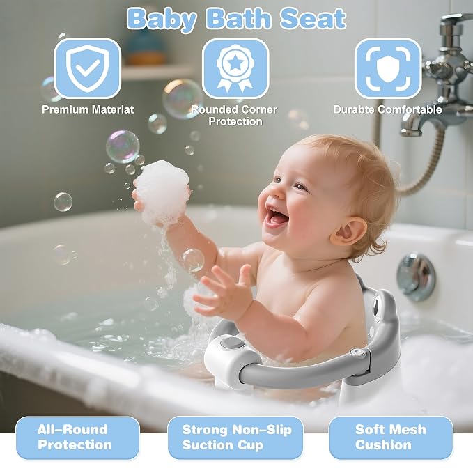 Baby Bath Seat for Babies 6 Months & up Non-Slip Toddler Bath Seats for Sitting - Image 7