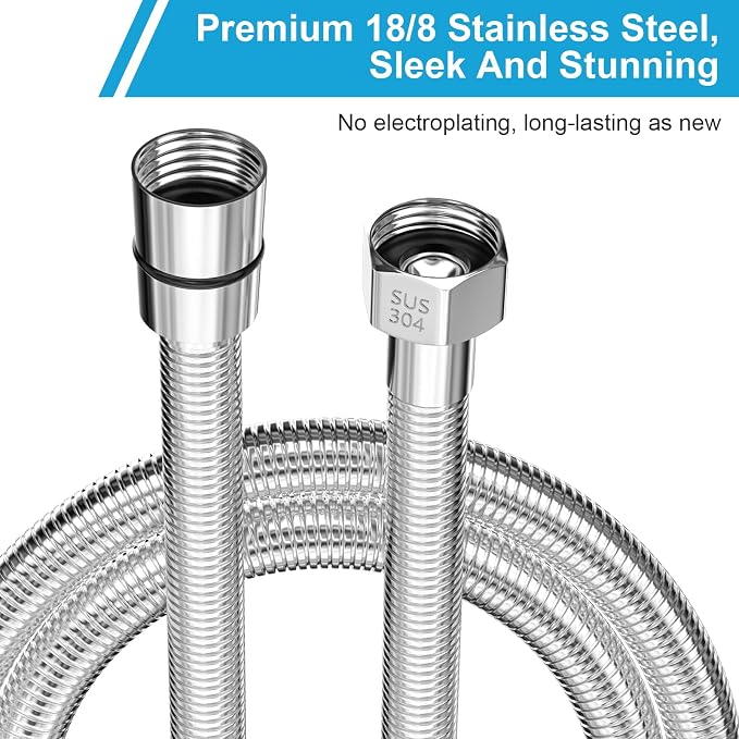 59" Shower Hose, Extra Long 304 Stainless Steel Handheld Shower Head Hose - Image 3
