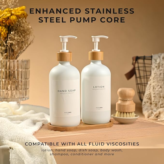 MaisoNovo Glass Soap Dispenser Bathroom Set | Hand Soap and Dish Soap Dispenser - Image 4