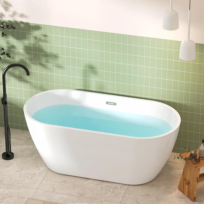 FerdY 59" Bali Elite Acrylic Freestanding Bathtub, Gracefully Shaped - Image 2