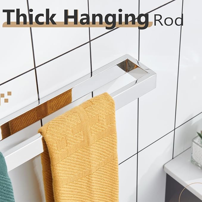 KOKOSIRI Towel Holder Chrome Bath Towel Bar Rack 20-Inch Kitchen Holder - Image 8