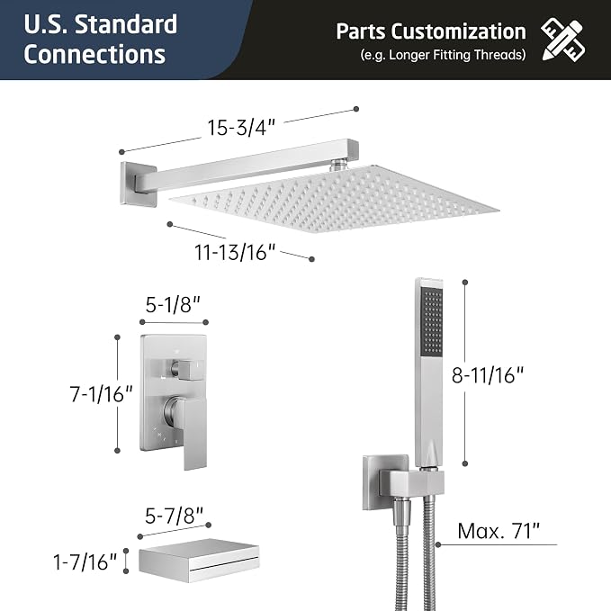 KES Shower Faucet Set, Rain Shower System, Bathtub Faucet, Tub and Shower - Image 7