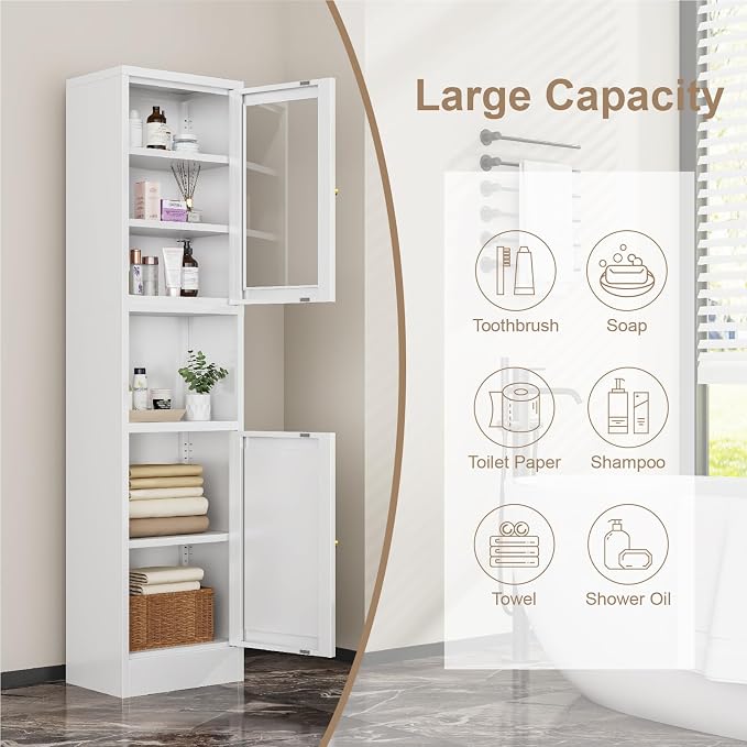 Metal Bathroom Storage Cabinet, Slim Metal Locker - Image 5