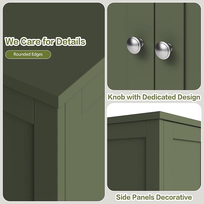 Nuturelly Bathroom Floor Storage Cabinet, Freestanding Pantry Cabinets - Image 4