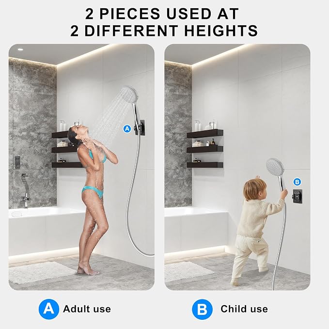 2Pcs Strong Adjustable Shower Head Holder Adhesive- Wall Mounted Heavy Duty - Image 6