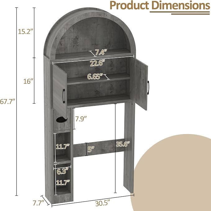 Spurgehom Over The Toilet Storage Cabinet, Bathroom Shelf Organizer Freestanding - Image 2