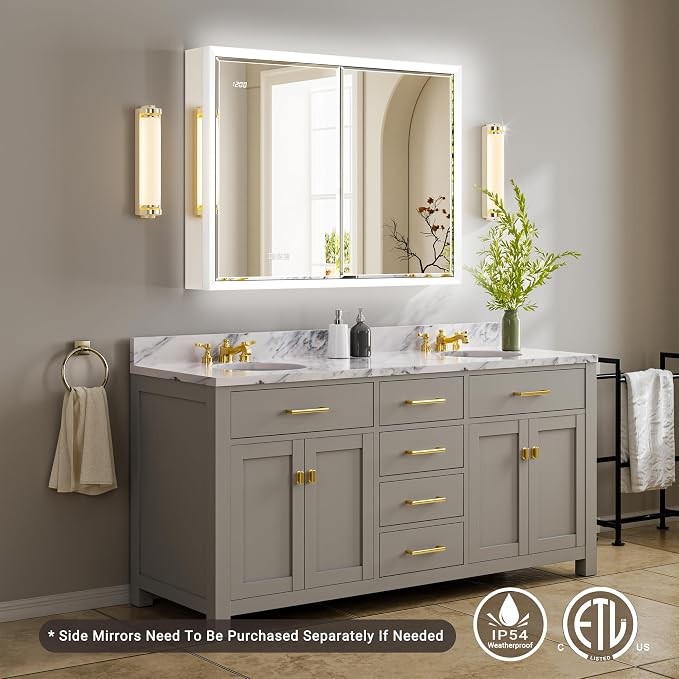 40x30 Beveled Lighted Medicine Cabinet - Image 9