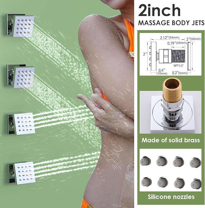 Enga Shower Body Jet System 12 Inch Ceiling Mounted Rainfall Shower Head - Image 4