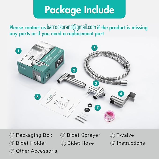 BARROCK Handheld Bidet Sprayer for Toilet, Stainless Steel Metal Made Baby - Image 9