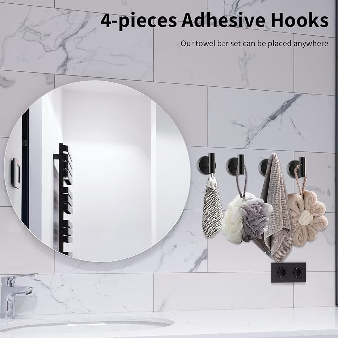 Newfun 10 Pieces Matte Black Bathroom Hardware Set - Image 5