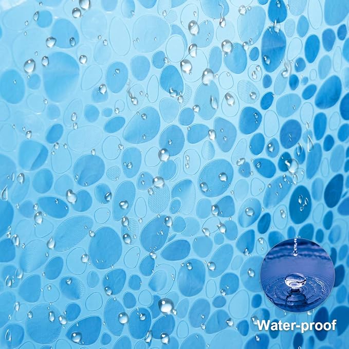 WELTRXE EVA 8G Shower Curtain Liner, 72x72 Inch 3D Blue Pebble Heavy Duty - Image 5