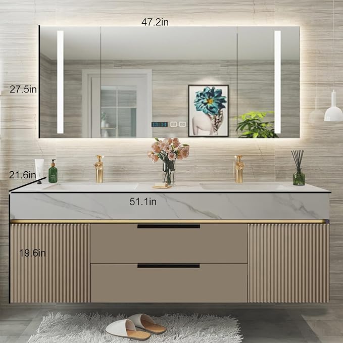 Floating Bathroom Vanity - 52IN Bathroom Vanity - Image 2