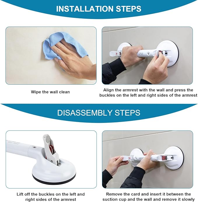 21inch Upgrade Suction Shower Grab Bar, Portable Shower Handle Bar Suction Grip - Image 5