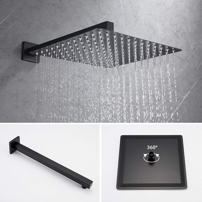 Iriber Mattle Black Square Rain Shower System - Image 3