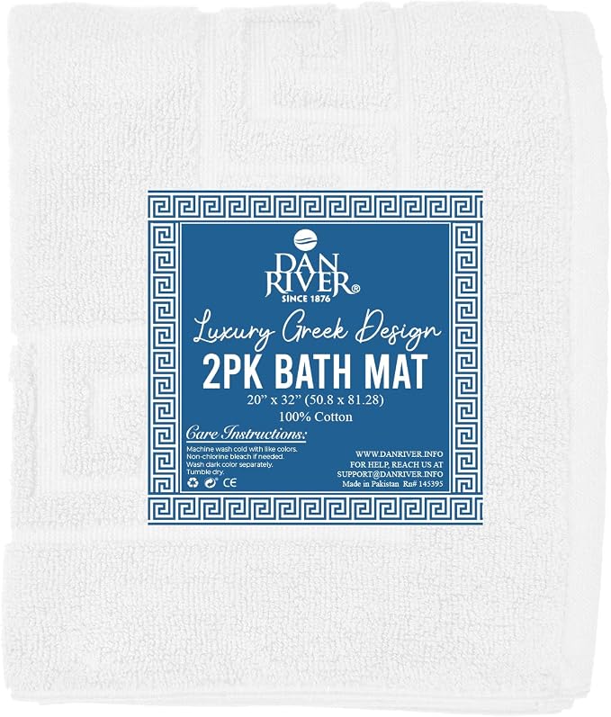 DAN RIVER Greek Cotton Bath Mats Set of 2 – Not a Bathroom Rug, Ultra Soft - Image 4