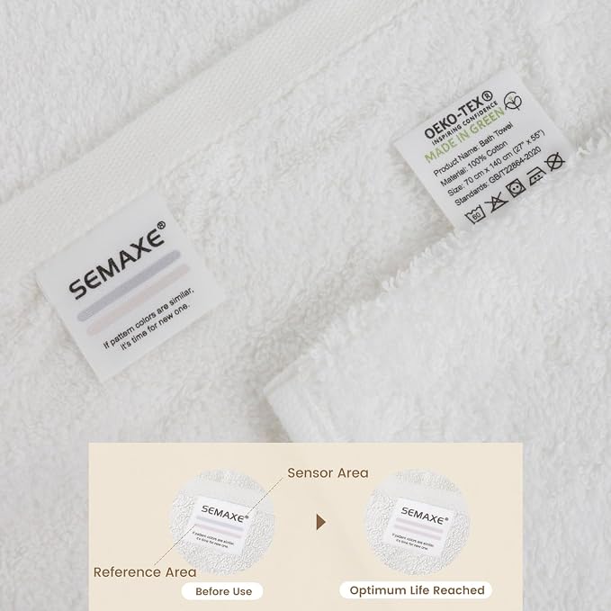 SEMAXE White Bath Towels Set of 4, 100% Cotton Luxury Bathroom Towels, and - Image 4