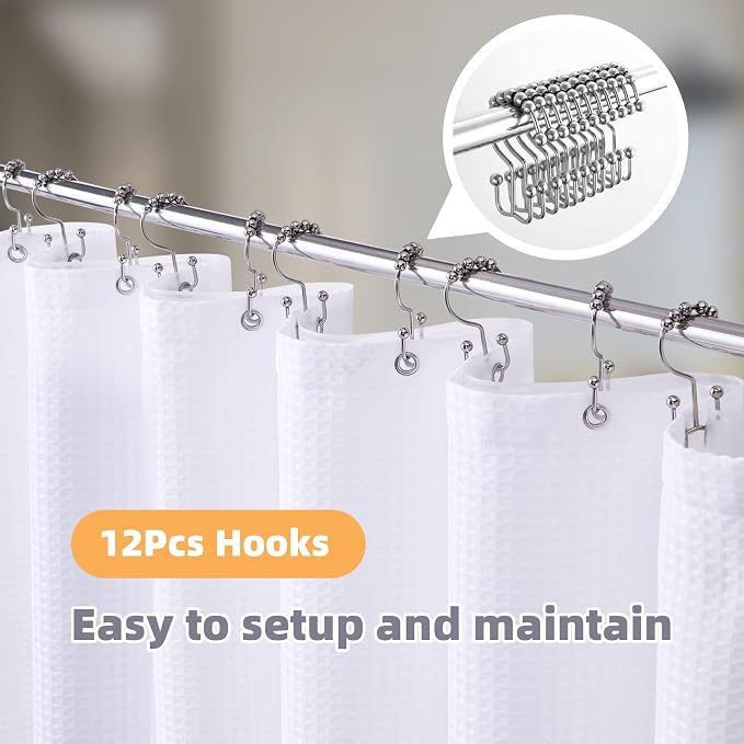LaCyan 3 in 1 Waterproof Waffle Weave Shower Curtain and Clear Liner Set - Image 2