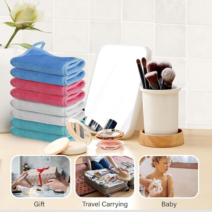 Nugilla Reusable Makeup Remover Cloths, 8 Packs Microfiber Cleaning Cloth Fast - Image 6