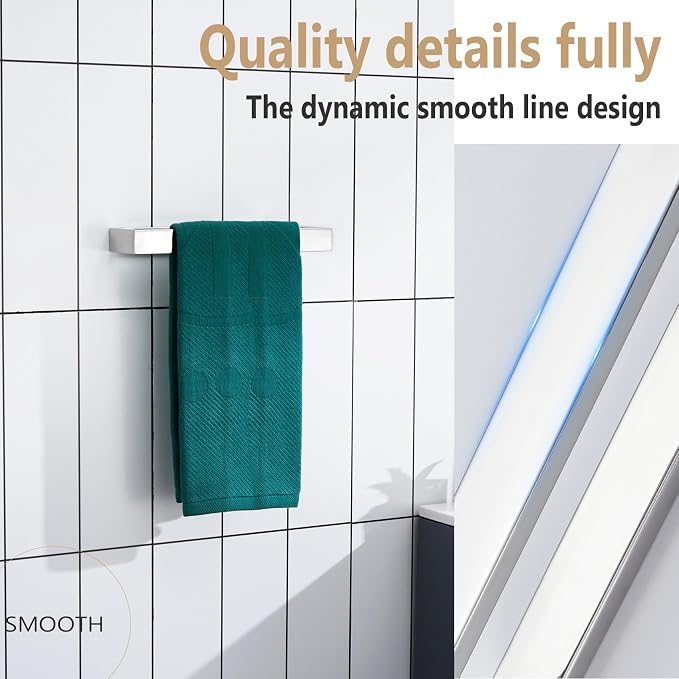KOKOSIRI Towel Holder Chrome Hand Towel Bar Rack 12-Inch Kitchen Holder - Image 8
