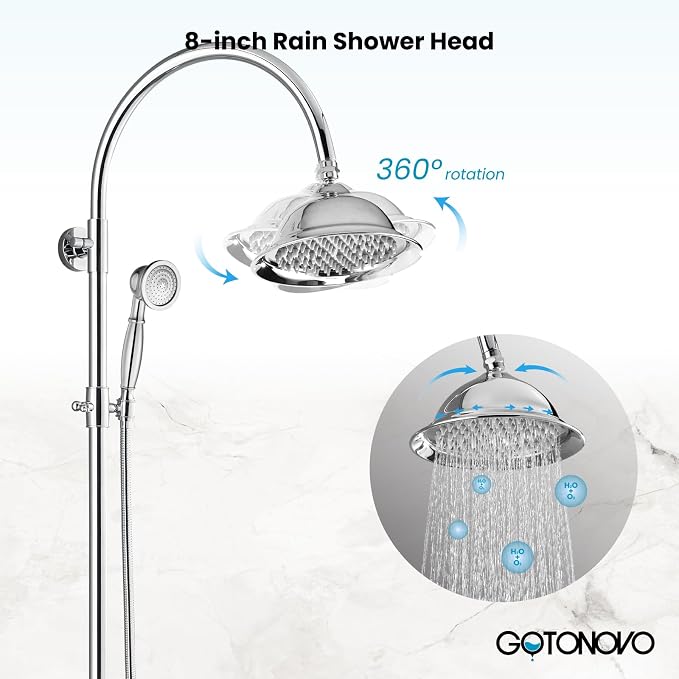 gotonovo Bathroom Classic Exposed Shower Faucet Wall Mount Shower System 8 Inch - Image 5