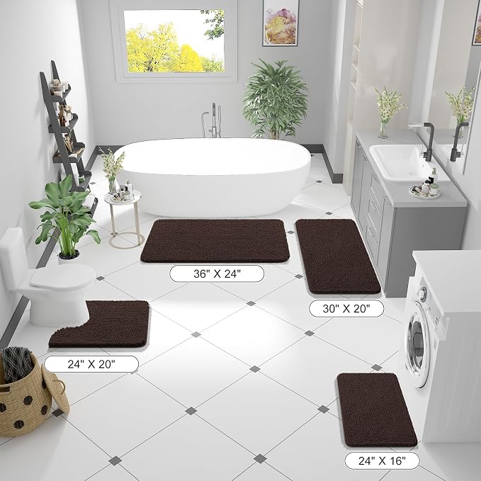 OLANLY Bathroom Rugs 50x30, Extra Soft Absorbent Chenille Bath Rugs, Rubber - Image 2