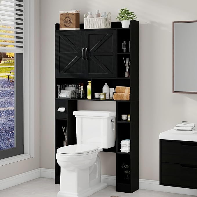 Vabches Over The Toilet Cabinet, Double Doors Bathroom Shelf Organizer - Image 6