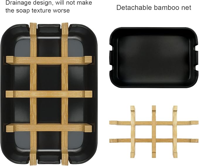 2 Pack Bamboo Soap Dish, Self-Draining Hand Soap Box, Wooden Bamboo Bar Soap - Image 5