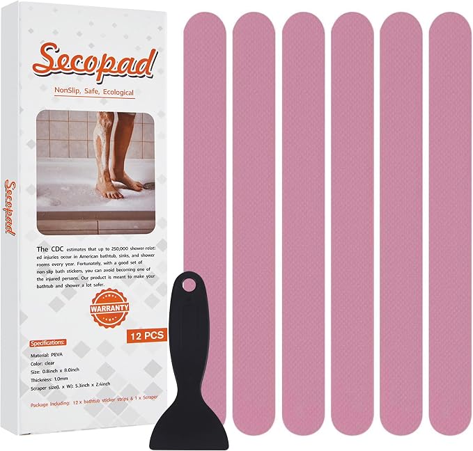 Anti Slip Shower Stickers, Safety Bathtub Strips Adhesive Decals by Secopad