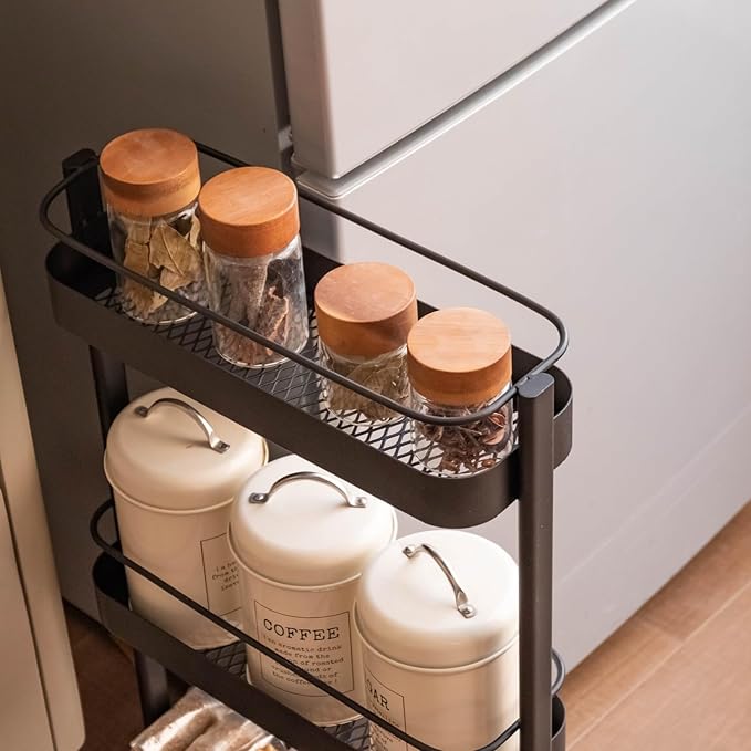 Rolling Storage Cart, 3 Tier Bathroom Organizer Mobile Shelving Unit, Metal - Image 6