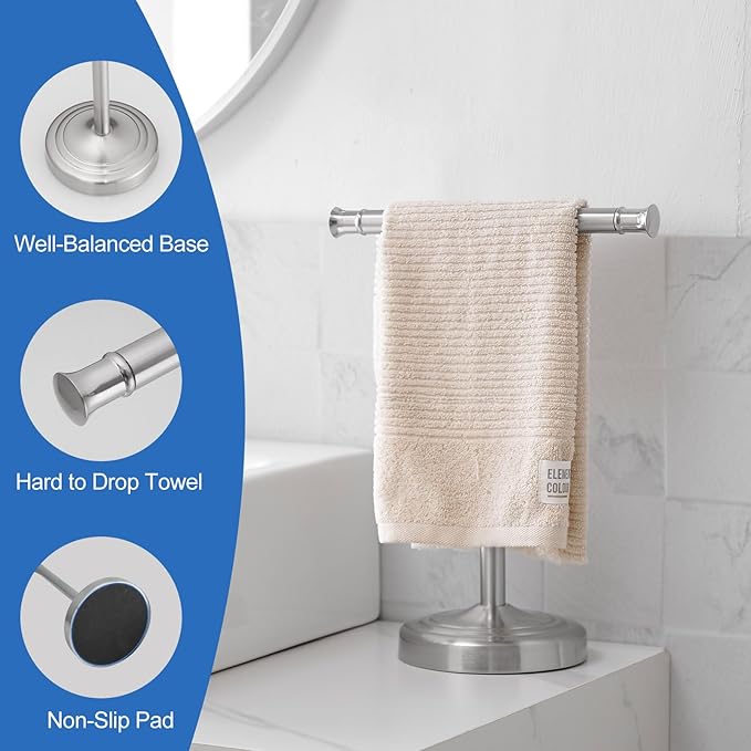 RUMOSE 13 Inch Brushed Nickel Towel Stand Hand Towel Holder Bathroom Kitchen - Image 4