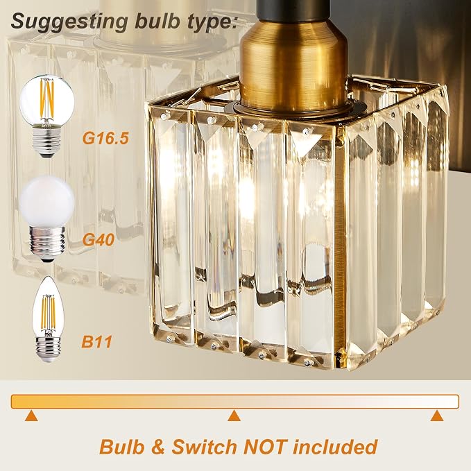 Modern Crystal Bathroom Vanity Light Black Gold 5-Lights Bathroom Lighting - Image 4