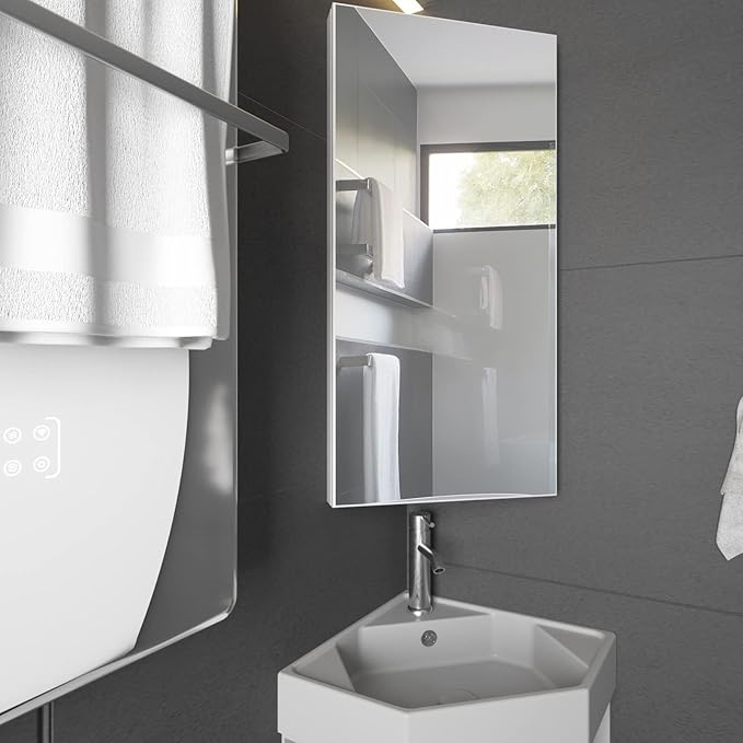 eclife 24" Bathroom Corner Medicine Cabinet W/Mirror, Single Door Bathroom - Image 2