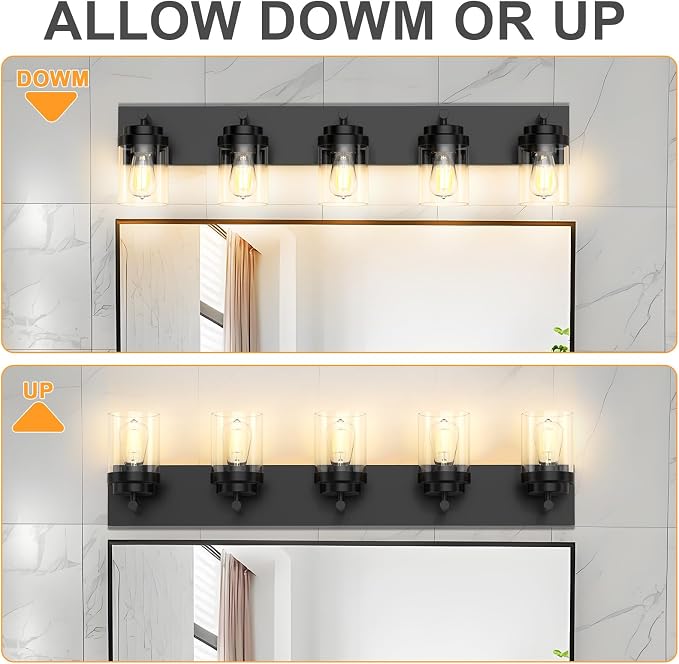 IZORRO Bathroom Vanity Light Fixture, 5-Light 36 Inch Matte Black Bathroom - Image 7