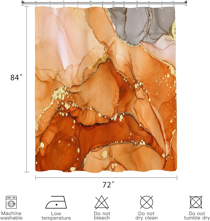 Extra Long Shower Curtain 72 x 84 Inch, Modern Luxury Art Decor Ink Texture - Image 6