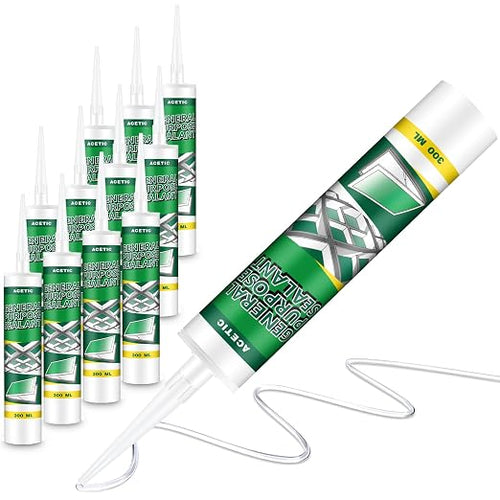 12 Pack Clear Silicone Sealant Caulk, 10.1 oz 100% Waterproof Silicone Sealant by Hohean