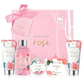 Bath and Body Gift Set for Women, Body & Earth 5 Pcs Rose Spa Gifts for Women by BODYEARTH