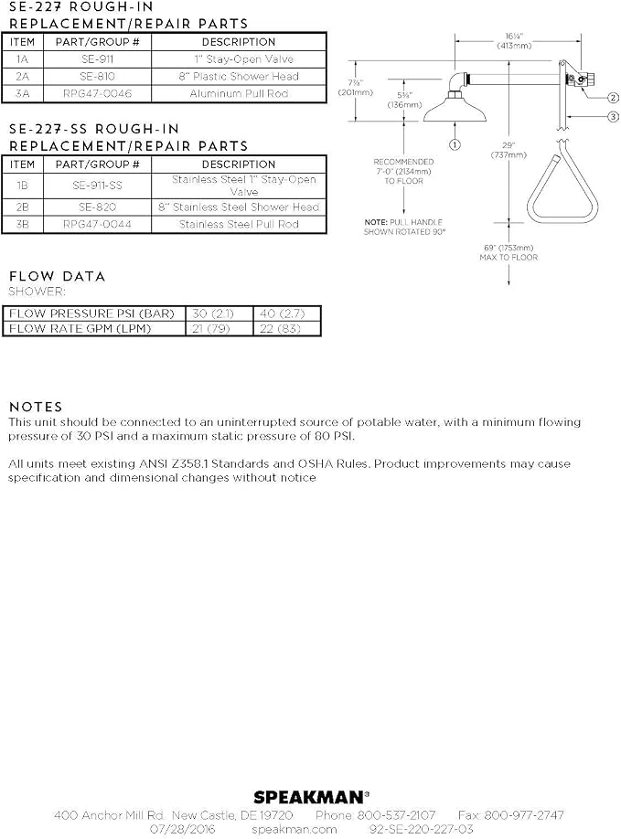 Speakman SE-220-SS Lifesaver Vertical Supply Emergency Shower, Stainless Steel - Image 6