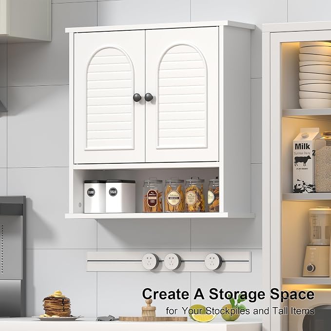 Medicine Cabinet for Bathroom, 2 Doors White Bathroom Wall Cabinet - Image 3