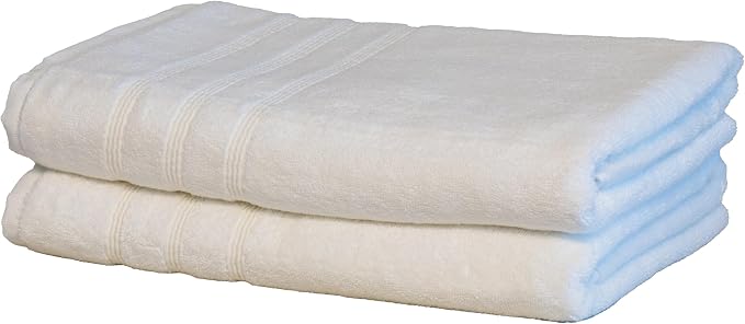 Mosobam Luxury Turkish Set of 2 Bath Towels 30X58 White 700 GSM Bamboo Viscose by Mosobam