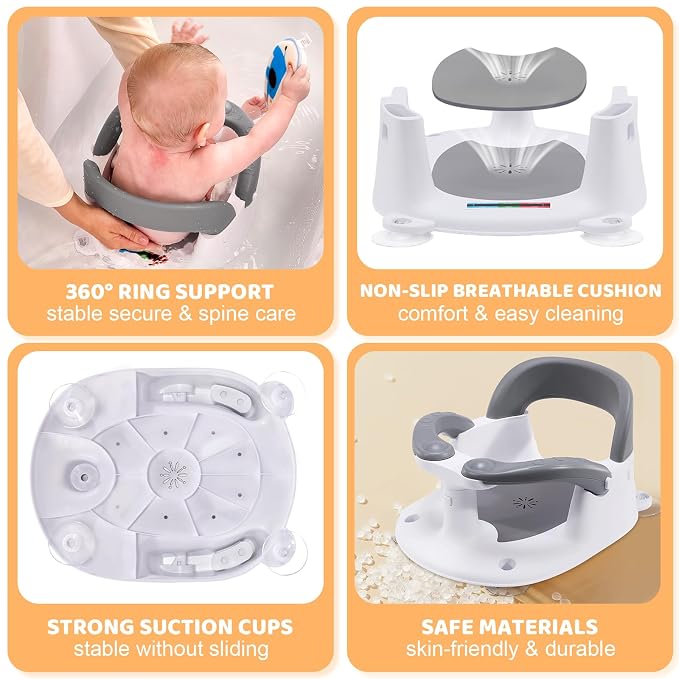 Baby Bath Seat for Babies 6 Months & Up Sitting Up, Infant Bath Seat - Image 4