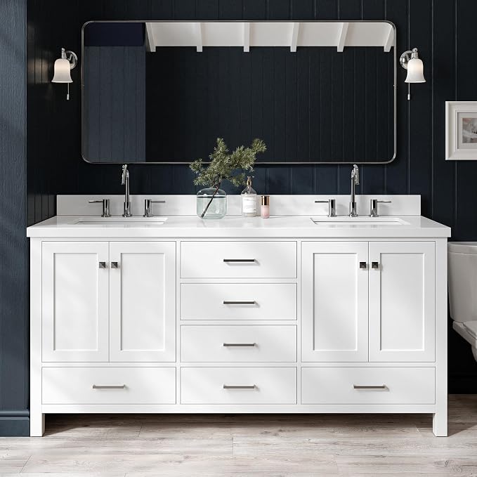 ARIEL Double Bathroom Vanity 73" White by Ariel