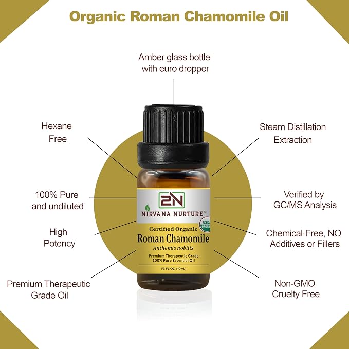 Roman Chamomile Essential Oil USDA Certified Organic, 100% Pure Natural Premium - Image 4